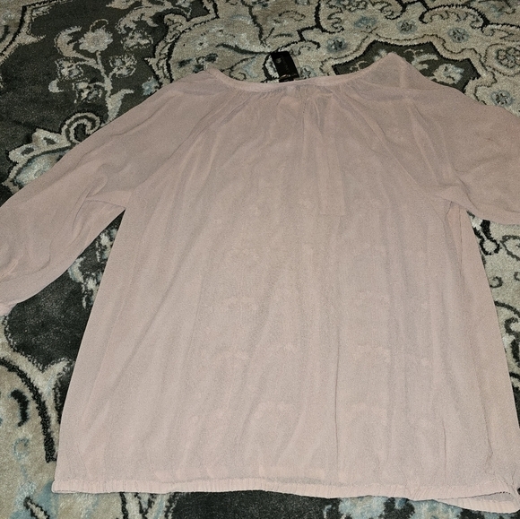 LANE BRYANT Pink Beaded long sleeve Sheer Polyester Blouse 14/16 NEW. "A" - Picture 7 of 8